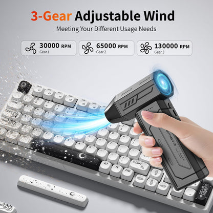 Cordless Air Duster, Rechargeable Electric Compressed Air Blower with LED