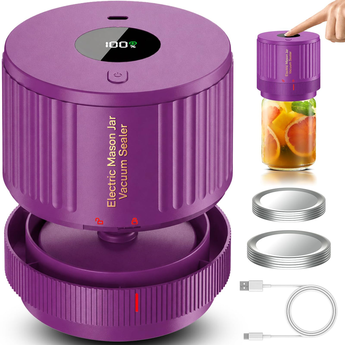 LOVE MOMENT Electric Mason Jar Vacuum Sealer Kit with One Touch Auto-Pause