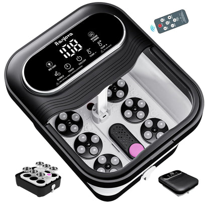 Foot Spa Massager with Heat & Bubbles, Rotating Rollers, Remote Control