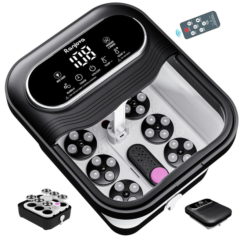 Ranjova Foot Spa Electric Rotary Massage with Heat, Bubble, Remote Control