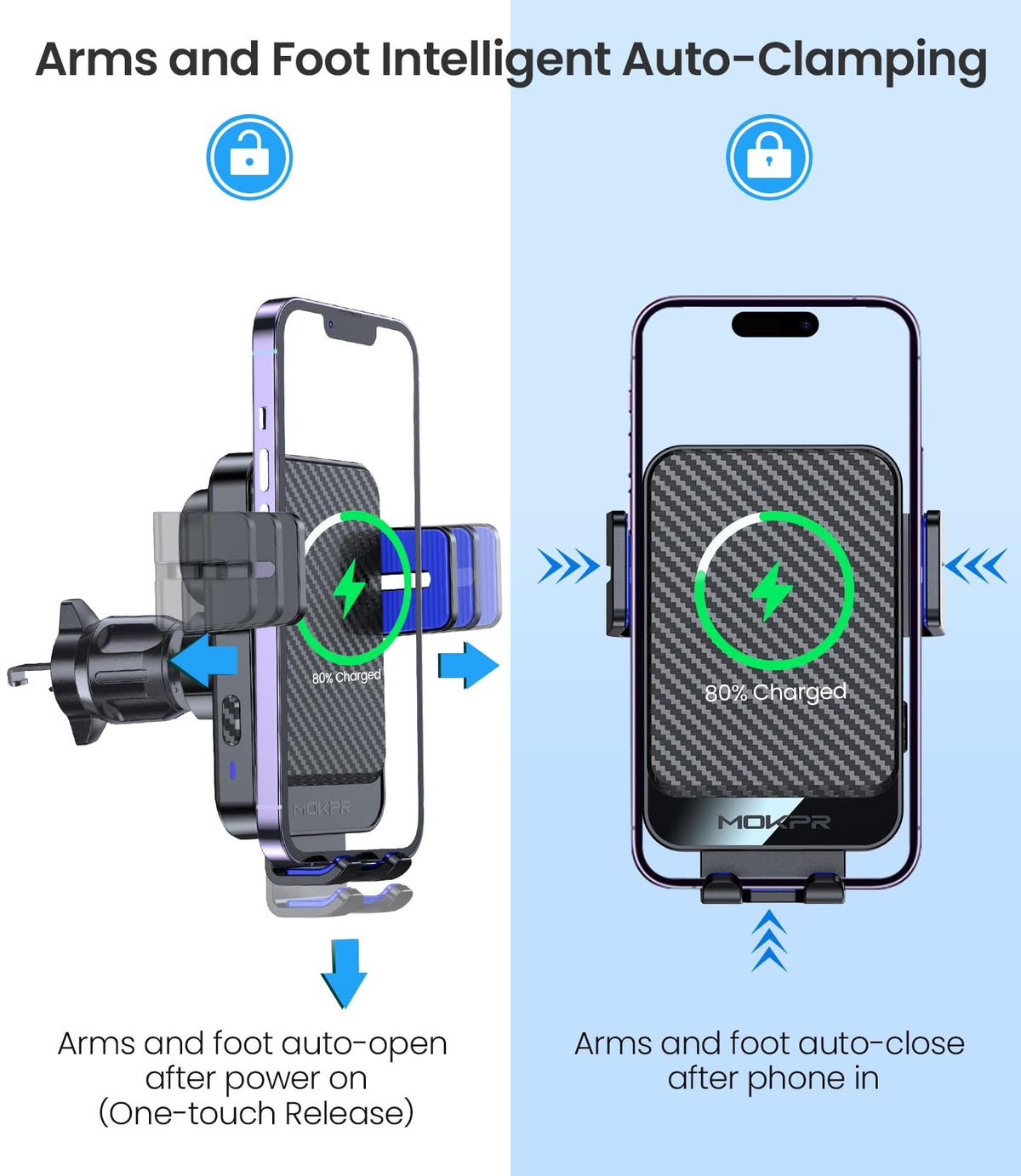 Wireless Car Charger 15W Fast Charging Dash Windshield Vent Car Mount