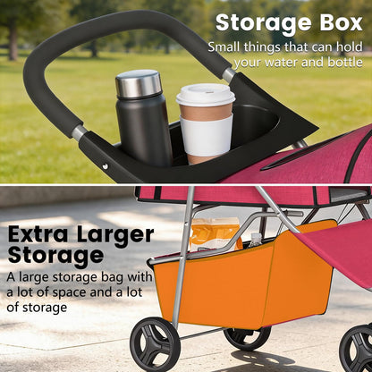 Pet Stroller for Dogs & Cats, 3 Wheel Foldable with Storage Basket