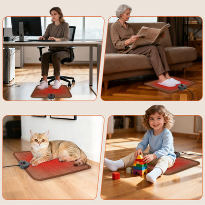 Heated Foot Mat Under Desk, Adjustable Temperature Foot Warmer