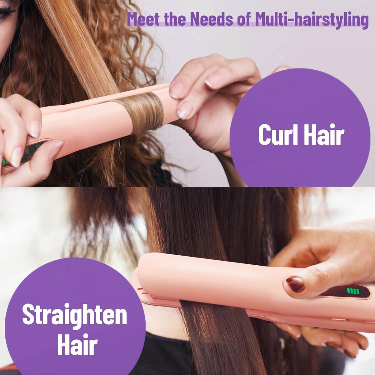 Cordless Hair Straightener, USB-C Rechargeable Travel Flat Iron
