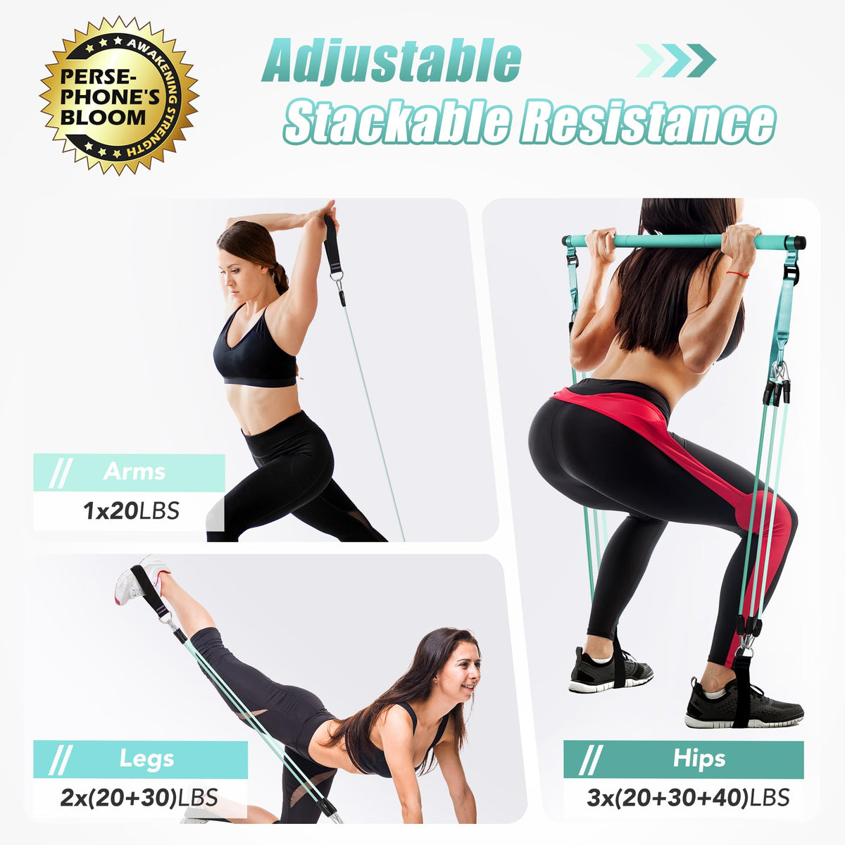 Upgraded Pilates Bar Kit with Resistance Bands Natural Latex for Women & Men, Heavy-Duty Stainless Steel Multifunctional Yoga Pilates Stick for Home Gym Exercise Fitness Equipment Full-Body Workouts