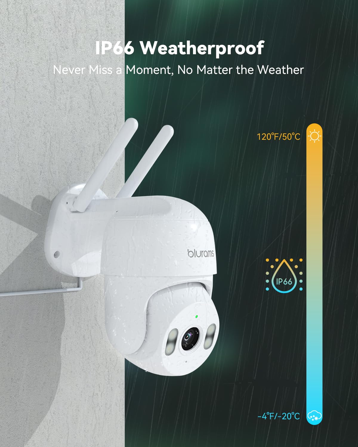 Outdoor Security Camera 2K Wired, 360° Pan Tilt, Color Night Vision