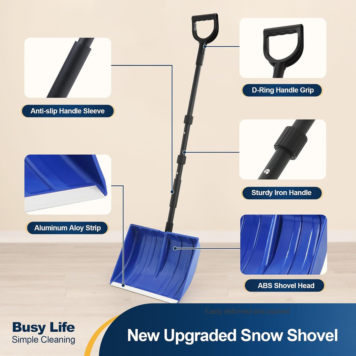 Yocada Snow Shovel for Driveway Home Garage Snow Removal 55 inch Long