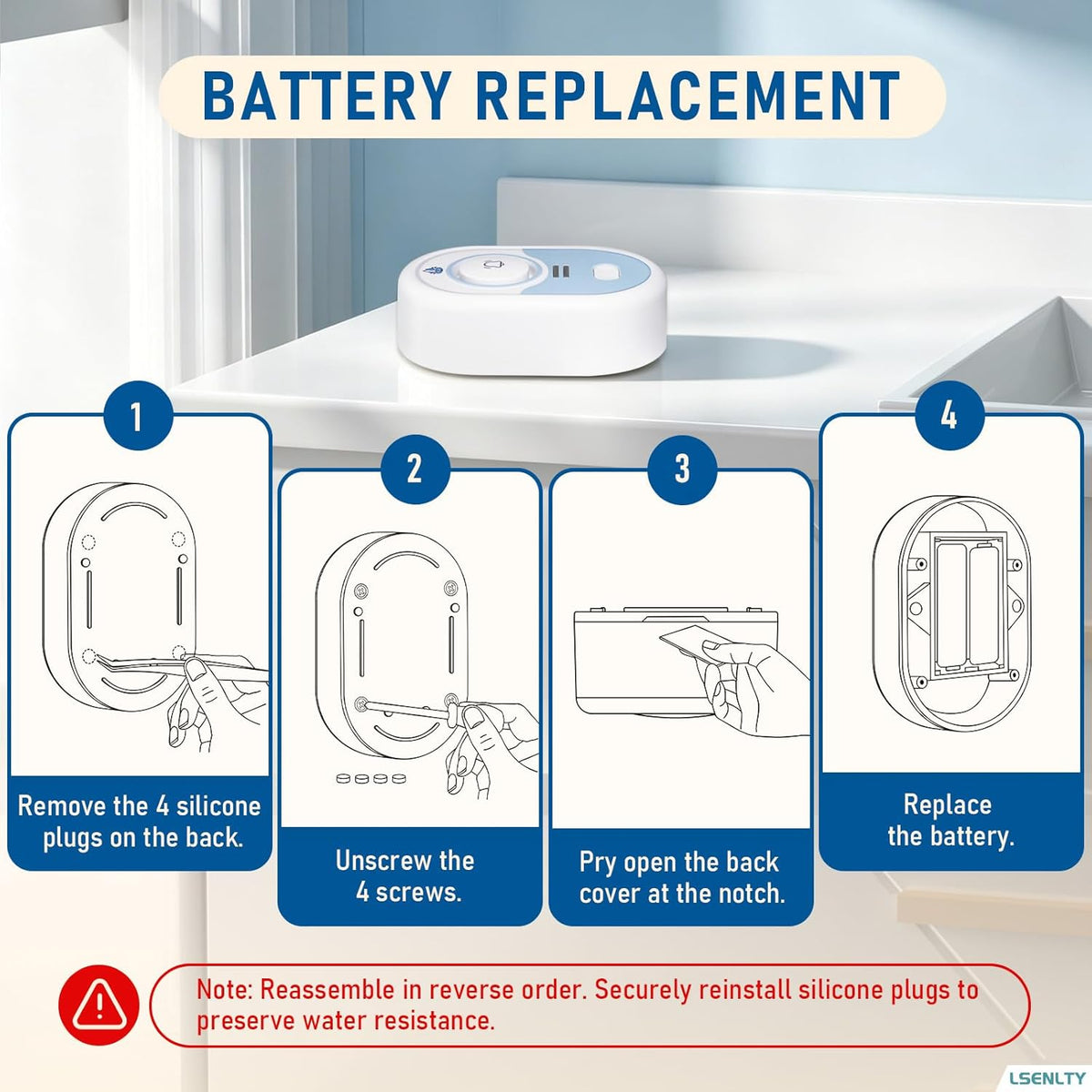 Water Leak Detector with 100dB Alarm, 5-Year Battery, IP66 Waterproof