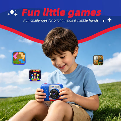 Kids Instant Print Camera with 5 Rolls Print Paper, 1080P HD Camera, Rechargeable Portable Toddler Selfie Camera, Christmas Birthday Gifts Toys for Boys Girls Age 3-12 (Red & Blue)