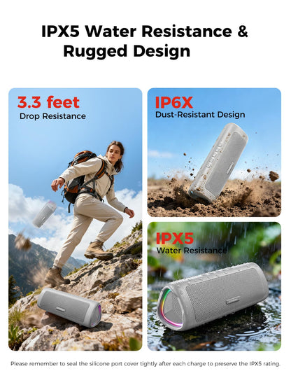 Portable Bluetooth Speaker 20W, IPX5 Waterproof, 24H Playtime
