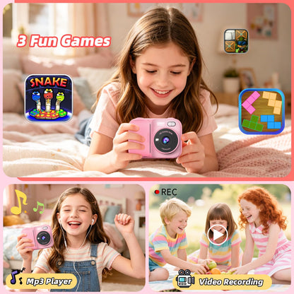 Kids Instant Print Camera with 5 Rolls Print Paper, 1080P HD Camera, Rechargeable Portable Toddler Selfie Camera, Christmas Birthday Gifts Toys for Boys Girls Age 3-12 (Red & Blue)