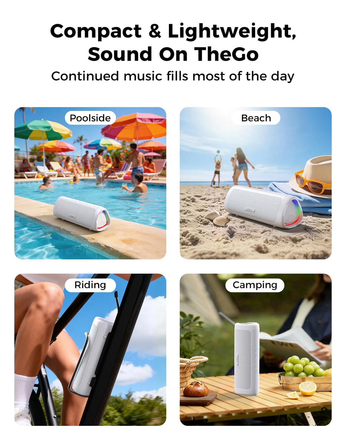 Portable Bluetooth Speaker 20W, IPX5 Waterproof, 24H Playtime