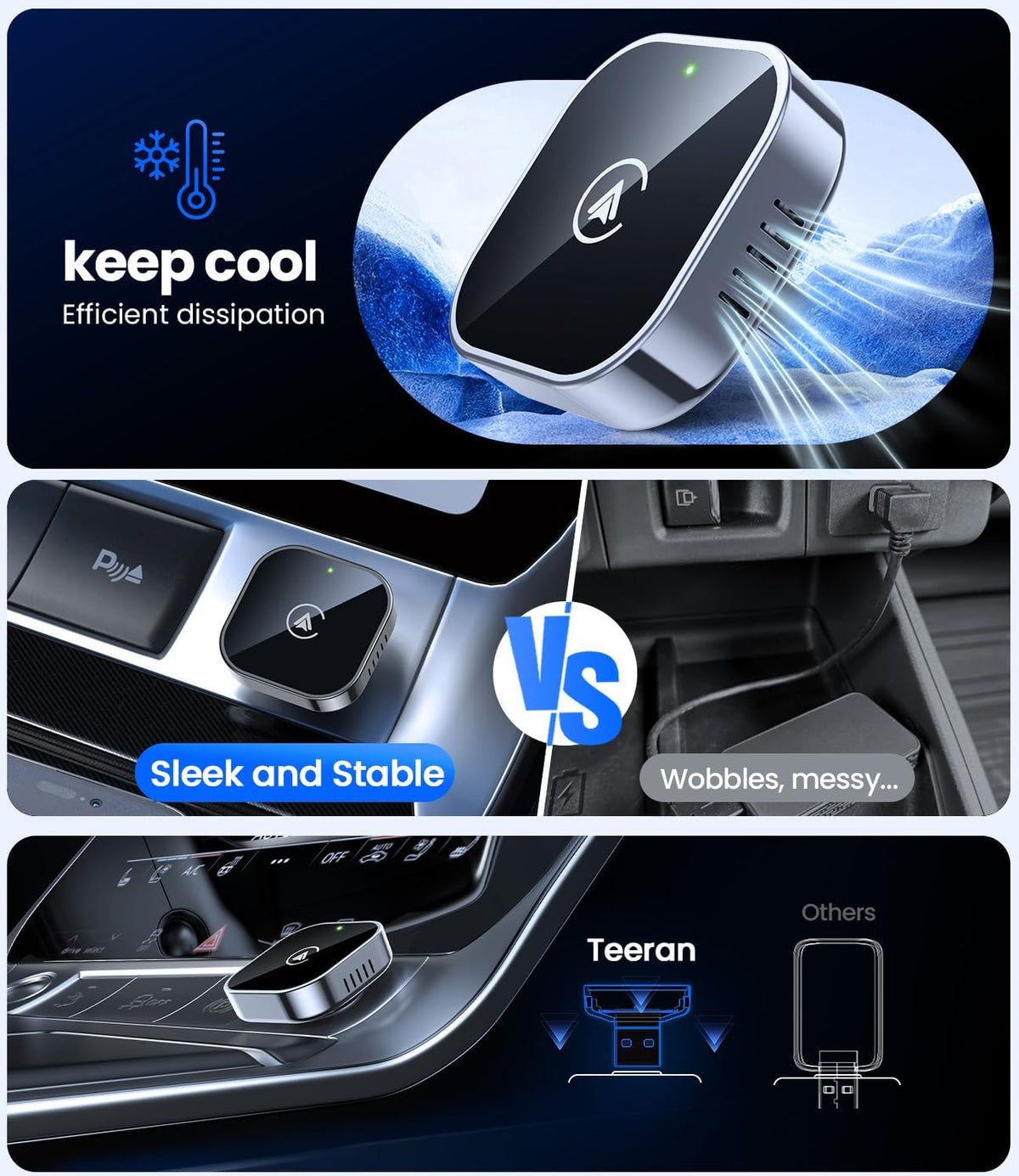 Teeran 2 in 1 Wireless CarPlay and Android Auto Adapter