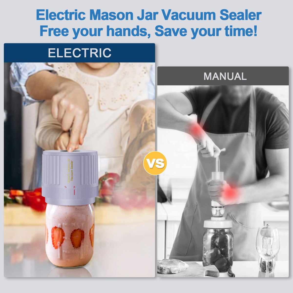 LOVE MOMENT Electric Mason Jar Vacuum Sealer Kit with One Touch Auto-Pause