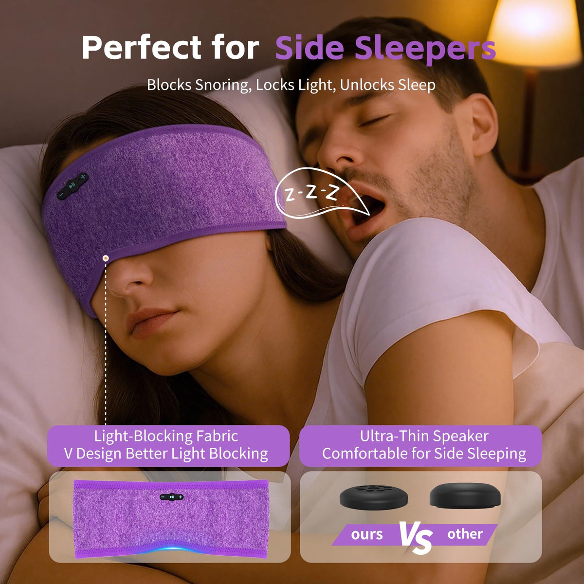 Sleep Headphones Bluetooth Headband for Side Sleepers
