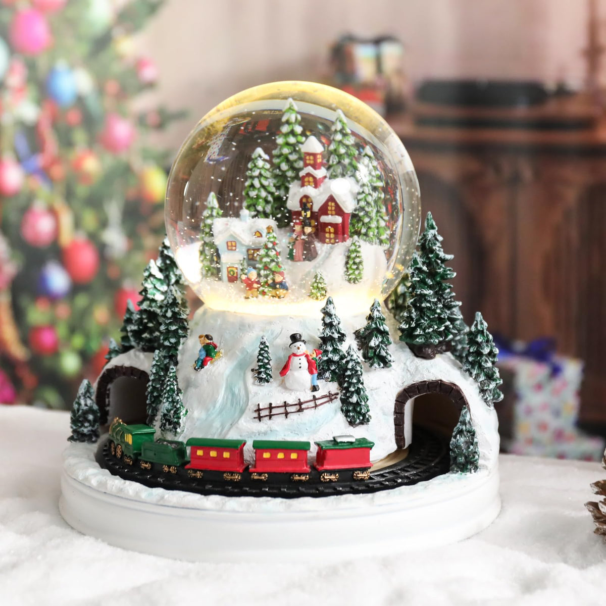 Musical Snow Globe with Color Changing LED Lights, Snowman Music Box