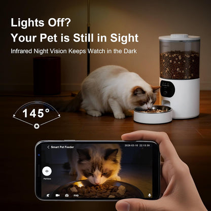 Automatic Cat Feeder with 2K Camera, 6.5L, App Control 5G/2.4G WiFi