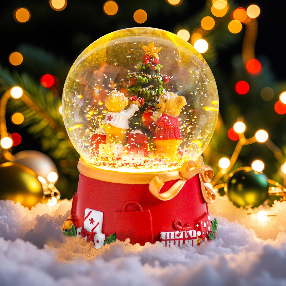 Musical Snow Globe with Color Changing LED Lights, Snowman Music Box