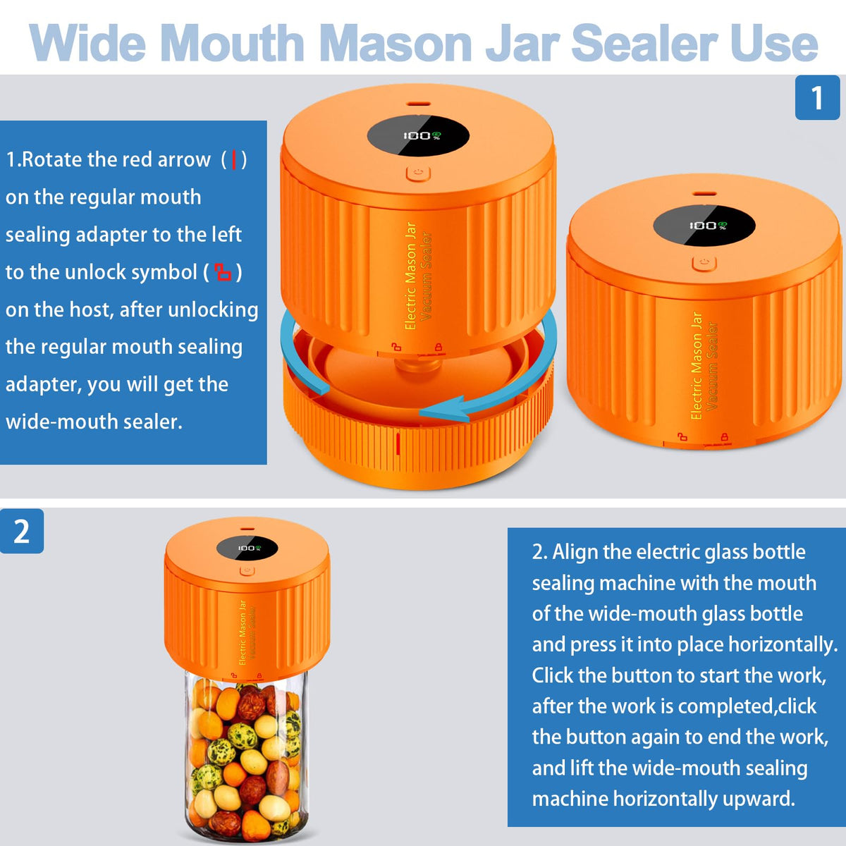 LOVE MOMENT Electric Mason Jar Vacuum Sealer Kit with One Touch Auto-Pause
