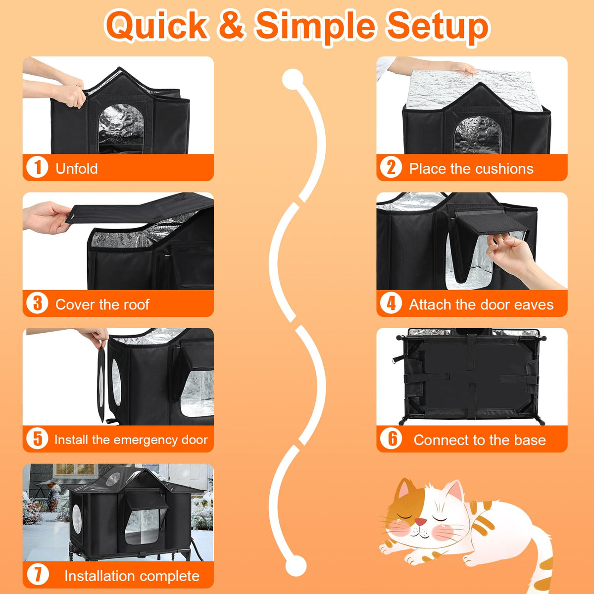 Heated Cat House Outdoor, Weatherproof Insulated Cat Shelter (M)