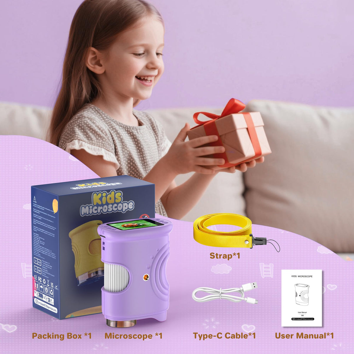 1000X Handheld Digital Microscope for Kids: Pocket Microscope with 2.0" IPS Screen - STEM Toys Birthday Gifts for Girls Boys Child - Portable Edu Science Kits Toddler Age 3-6 6-12