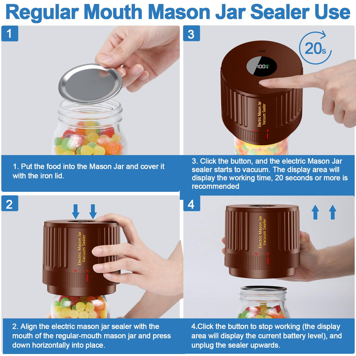 LOVE MOMENT Electric Mason Jar Vacuum Sealer Kit with One Touch Auto-Pause