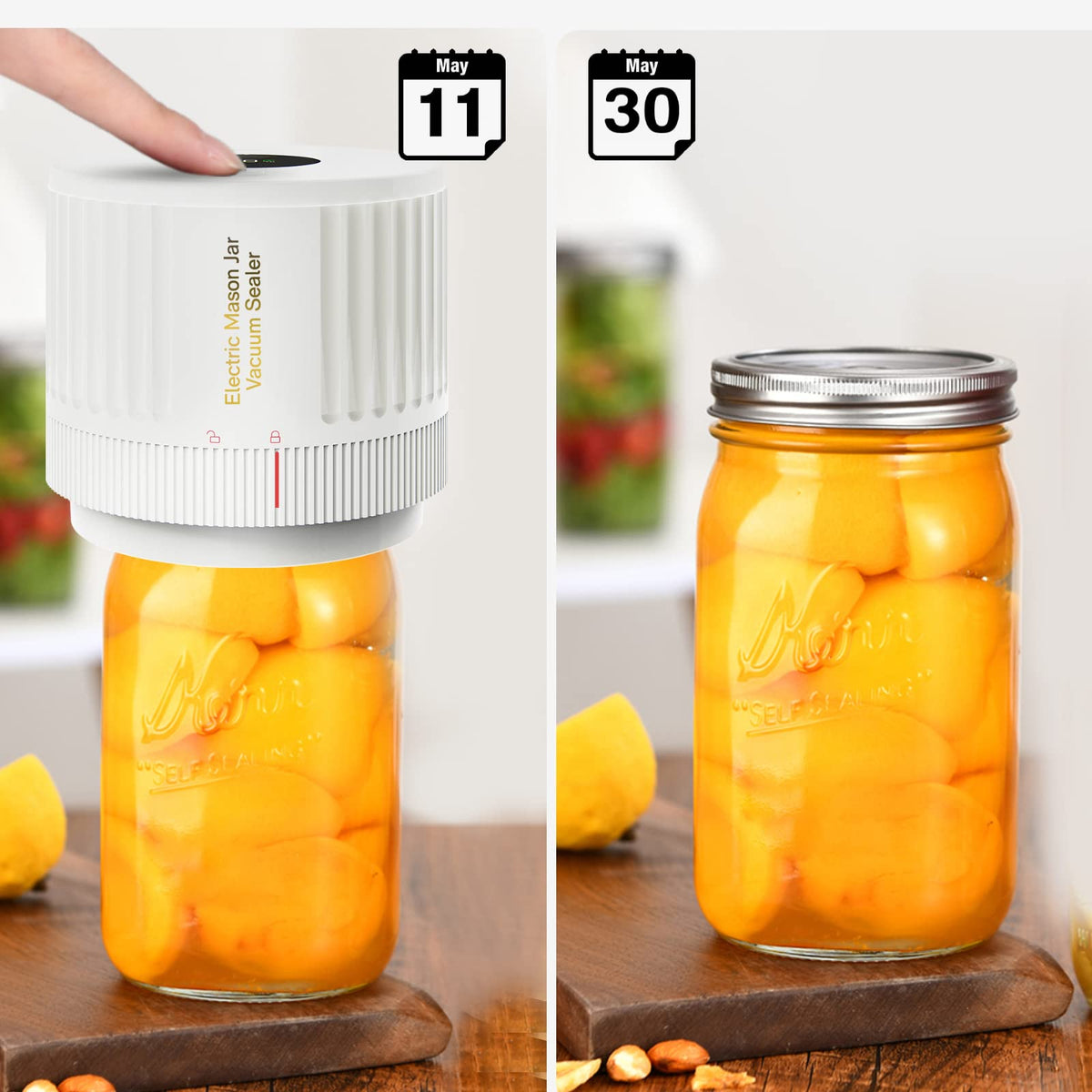 LOVE MOMENT Electric Mason Jar Vacuum Sealer Kit with One Touch Auto-Pause