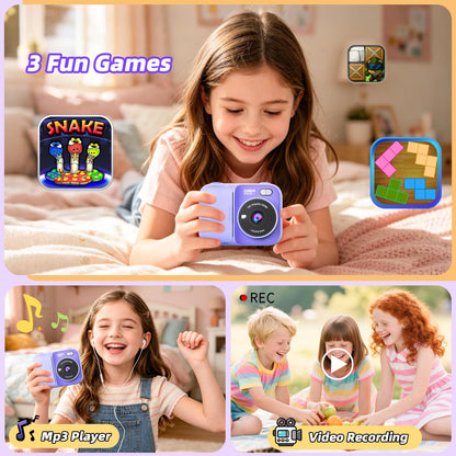 Kids Instant Print Camera with 5 Rolls Print Paper, 1080P HD Camera, Rechargeable Portable Toddler Selfie Camera, Christmas Birthday Gifts Toys for Boys Girls Age 3-12 (Red & Blue)