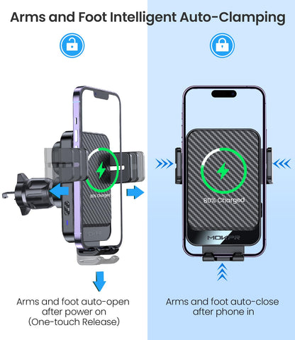 Wireless Car Charger 15W Fast Charging Dash Windshield Vent Car Mount