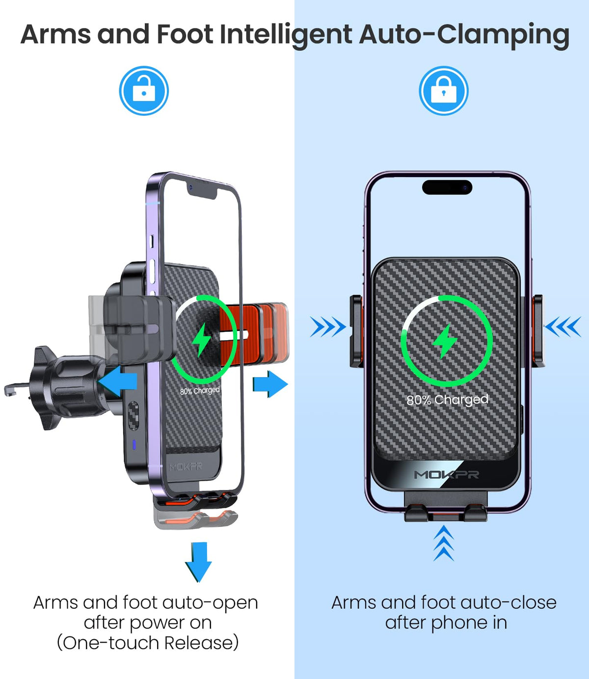 Wireless Car Charger 15W Fast Charging Dash Windshield Vent Car Mount