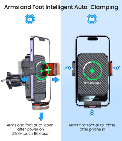 Wireless Car Charger 15W Fast Charging Dash Windshield Vent Car Mount