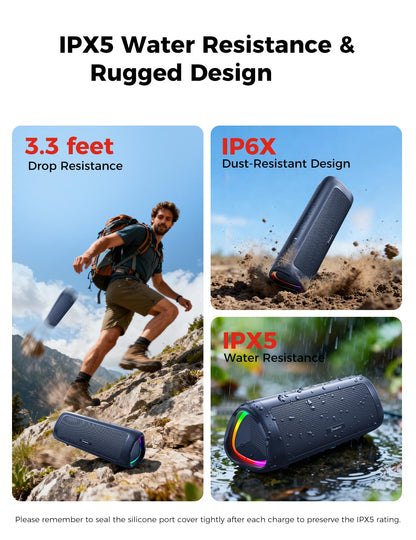 Portable Bluetooth Speaker 20W, IPX5 Waterproof, 24H Playtime