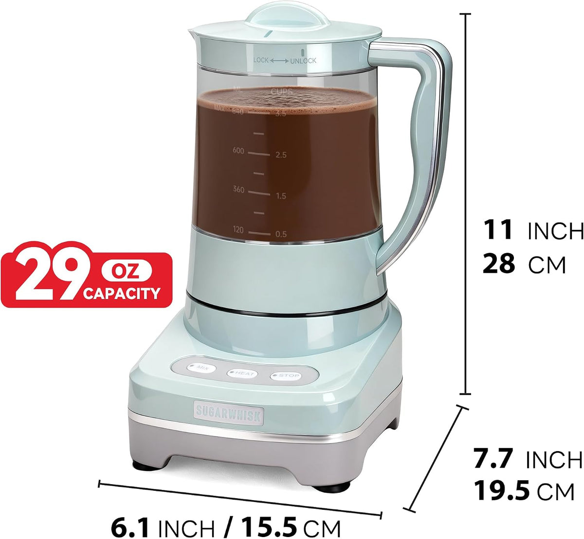 Hot Chocolate Maker Machine 29 oz, Electric Milk Frother & Steamer