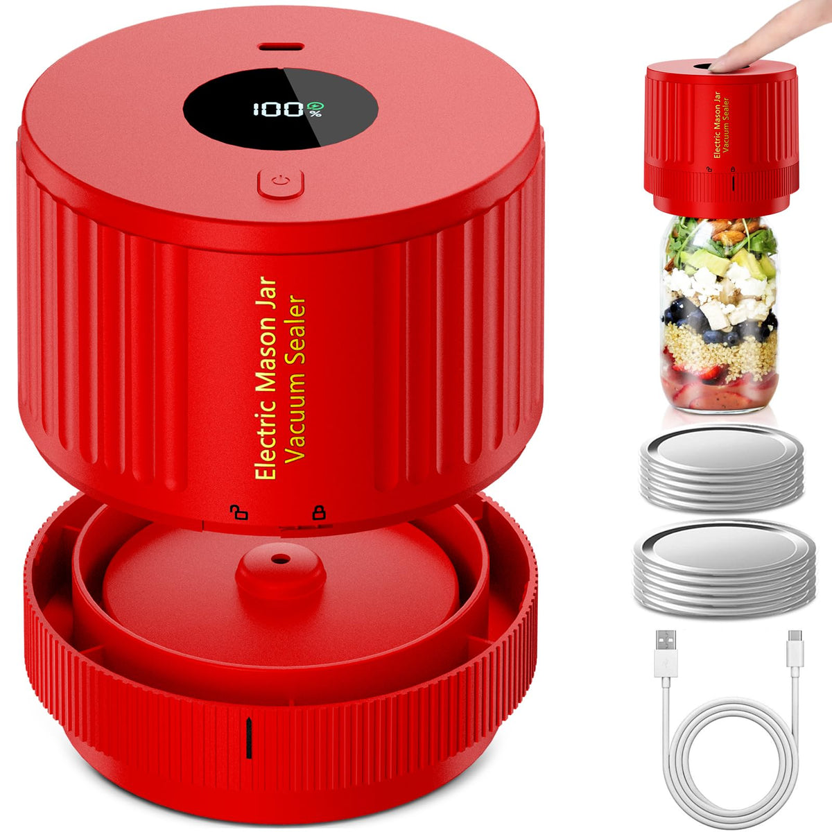 LOVE MOMENT Electric Mason Jar Vacuum Sealer Kit with One Touch Auto-Pause