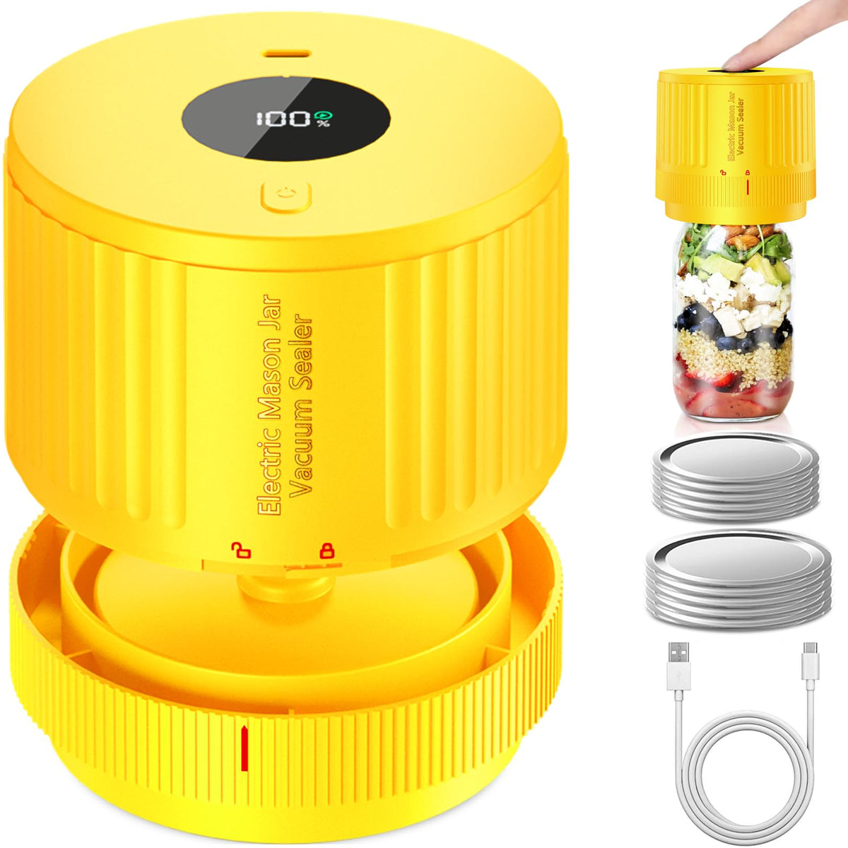 LOVE MOMENT Electric Mason Jar Vacuum Sealer Kit with One Touch Auto-Pause