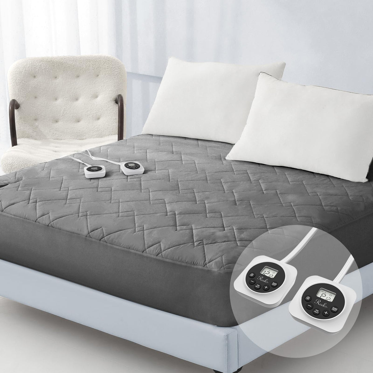 Heated Mattress Pad Queen, 3D Air Fabric, Preheat & Memory for Cold Winter