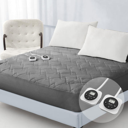 Heated Mattress Pad Queen with Preheat & Memory, 3D Air Fabric