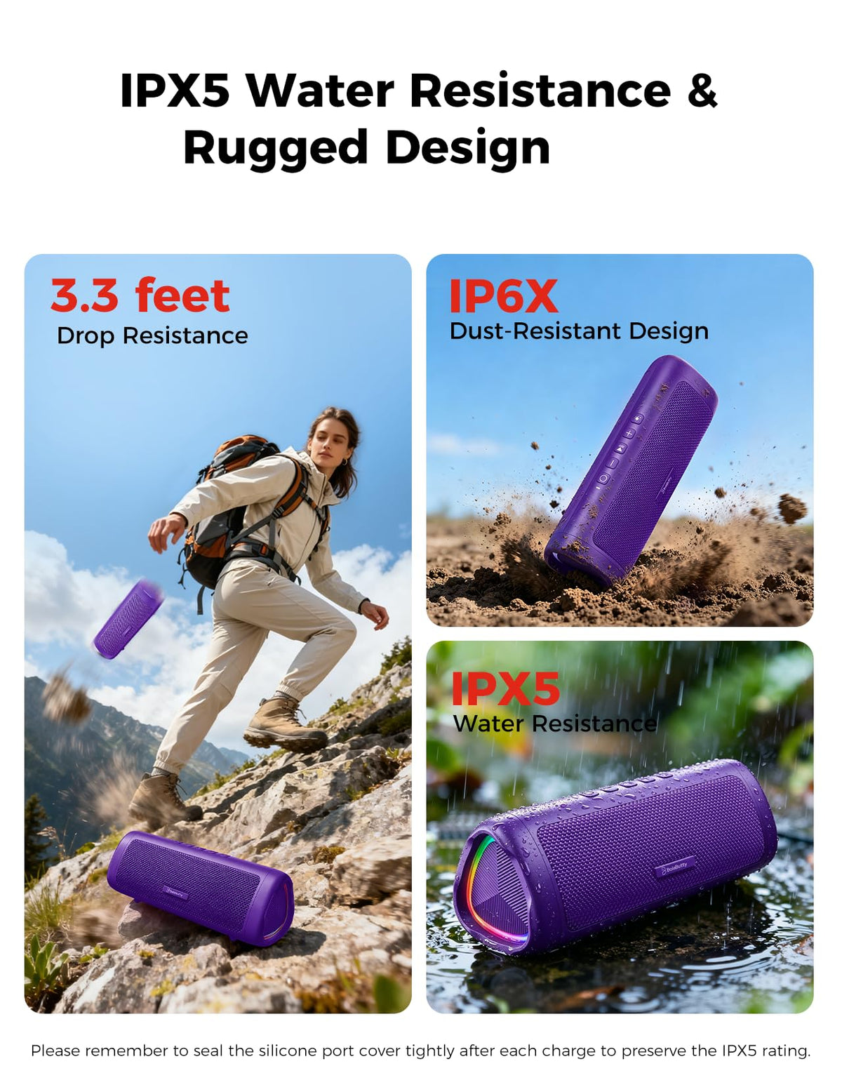 Portable Bluetooth Speaker 20W, IPX5 Waterproof, 24H Playtime