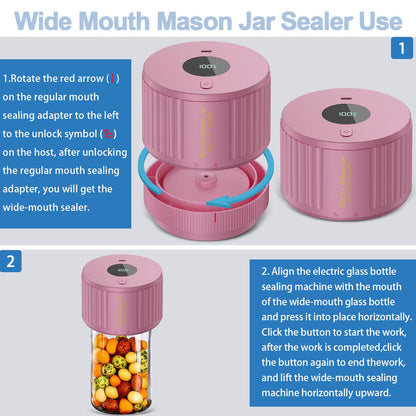 Mason Jar Vacuum Sealer Kit, Electric One Touch Auto Stop