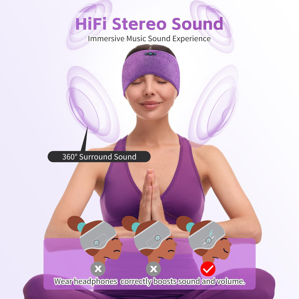 Sleep Headphones Bluetooth Headband for Side Sleepers