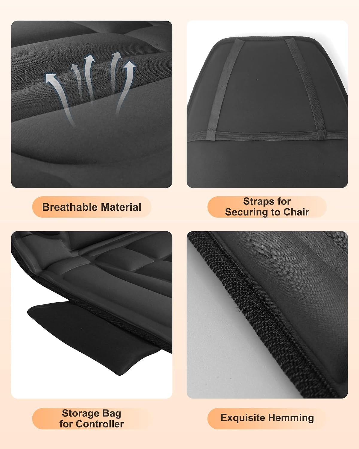 Snailax Back Massager with Heat, Vibration Massage Chair Pad, Seat Cushion