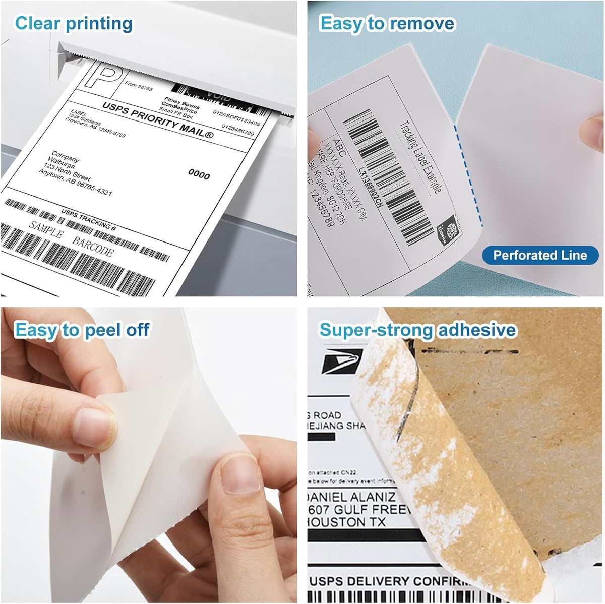4x6 Thermal Shipping Labels, 500 Fanfold Perforated Labels
