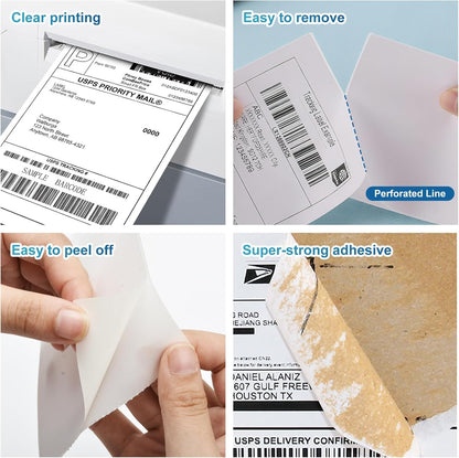 4x6 Thermal Shipping Labels, 500 Fanfold Perforated Labels