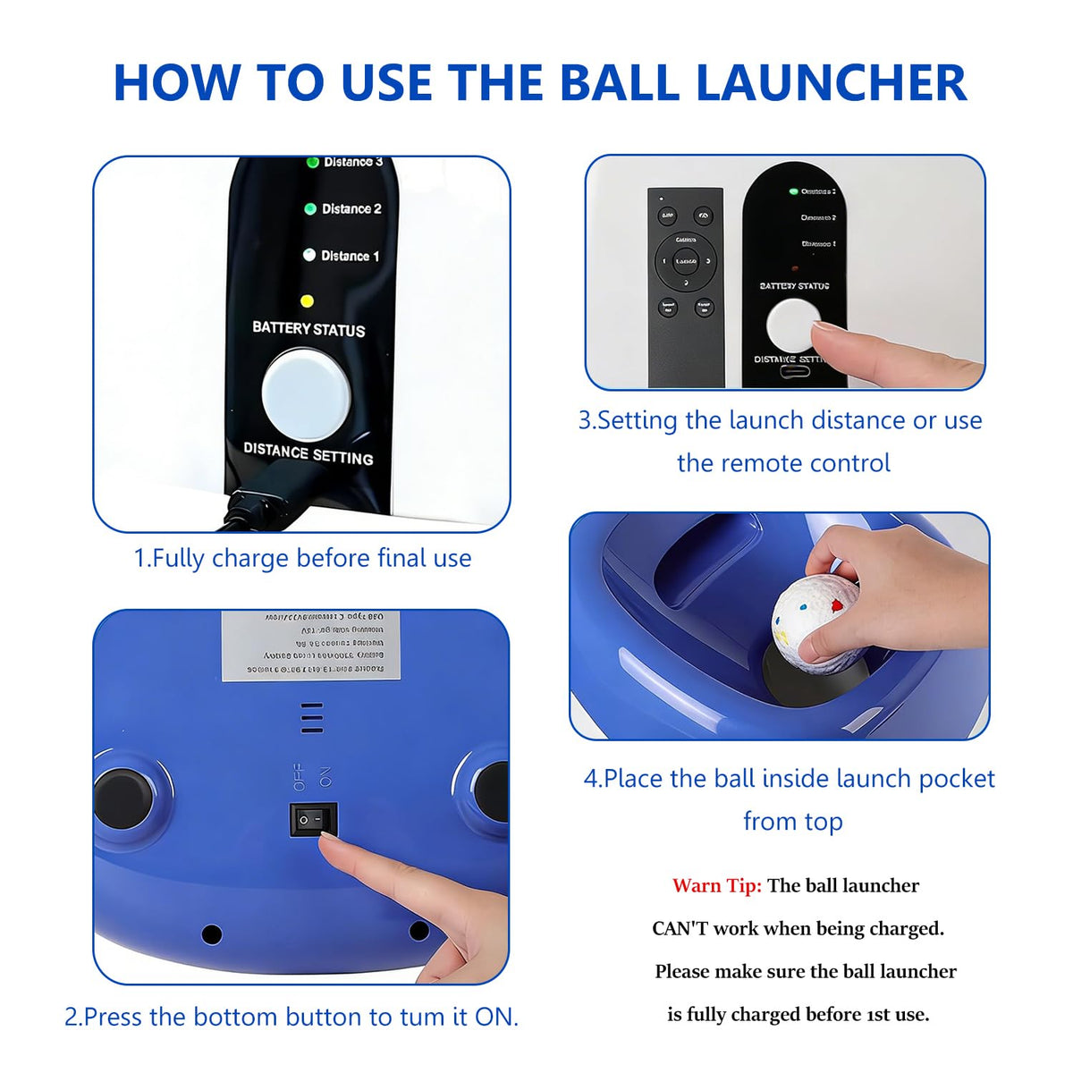 Dog Ball Thrower Launcher,Automatic Ball Launcher for Dogs with 3 Launching Distance 20-45FT,6 2.3 Inch ETPU Tennis Balls,Interactive Dog Toys for Small/Medium Dogs, Not for Aggressive Chewers