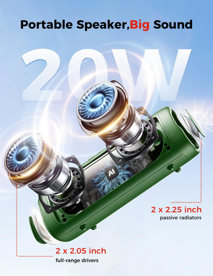 Portable Bluetooth Speaker 20W, IPX5 Waterproof, 24H Playtime