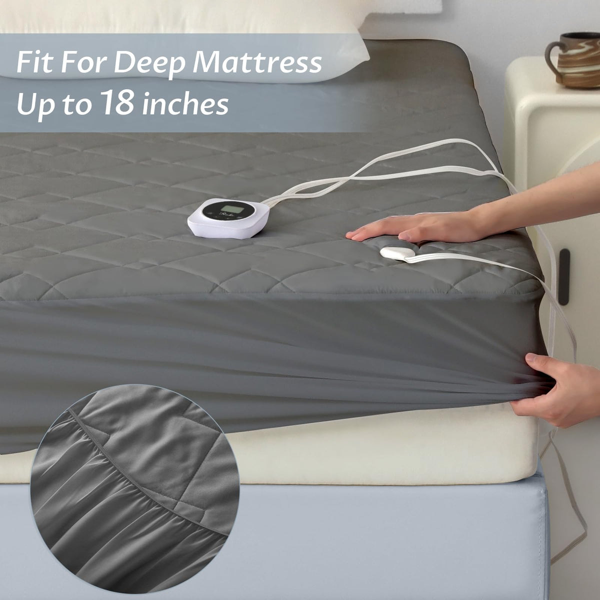 Heated Mattress Pad Queen, 3D Air Fabric, Preheat & Memory for Cold Winter