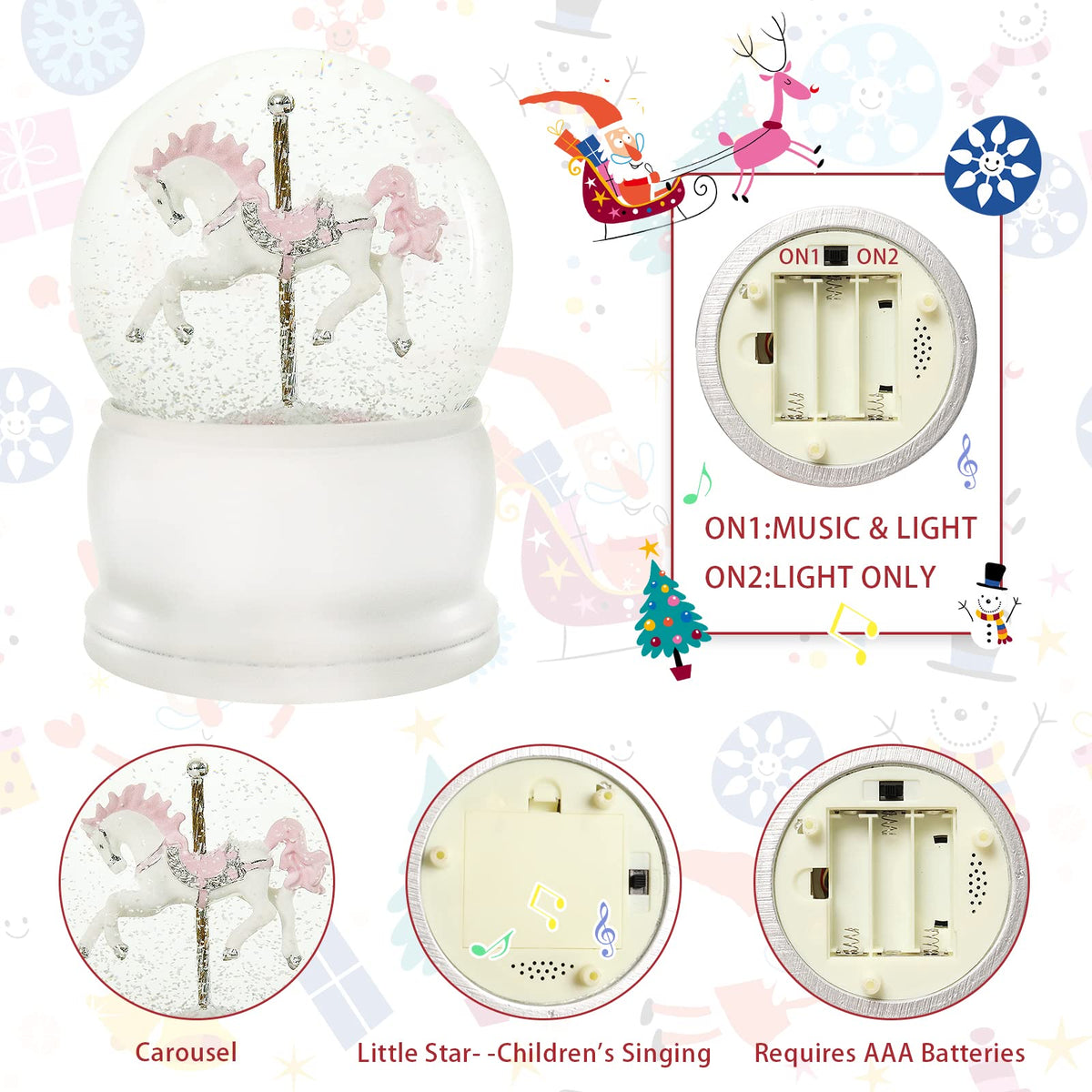 Musical Snow Globe with Color Changing LED Lights, Snowman Music Box