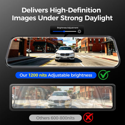 Mirror Dash Cam,10" 1080P Touch Screen Front & Rear View Mirror Camera