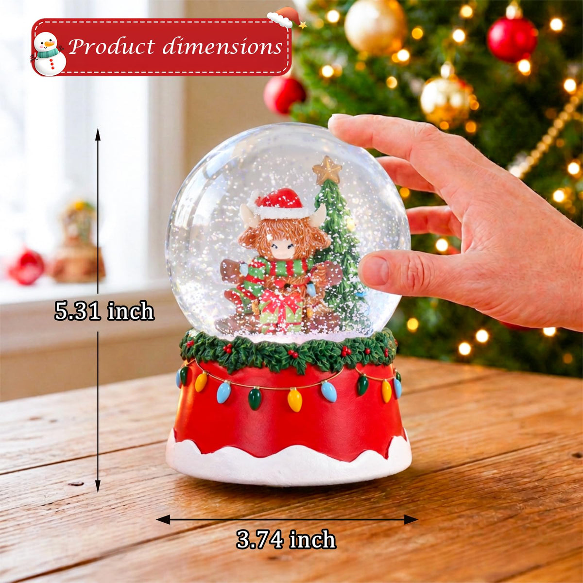 Musical Snow Globe with Color Changing LED Lights, Snowman Music Box