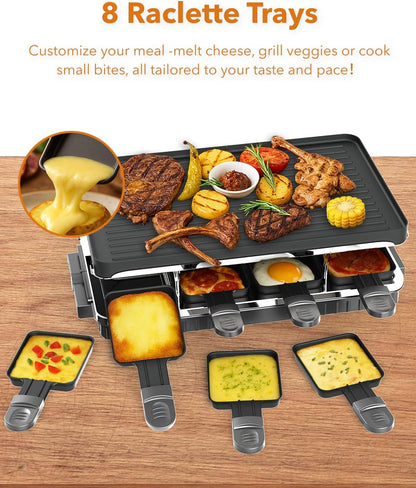 Raclette Grill 2 in 1, Electric Tabletop Griddle & Korean BBQ Grill